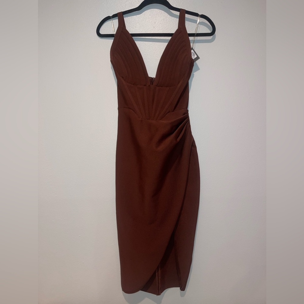 AKIRA ‘See You Soon’ dark brown Bandage Dress SMALL